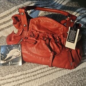 B. Makowsky Red Leather Shoulder Bag